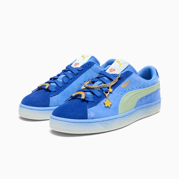 PUMA x CARE BEARS x SESAME STREET Basket Women's "Grumpy Grouchy" Sneakers, Vivid Blue-Dusky Blue-Pure Green, extralarge